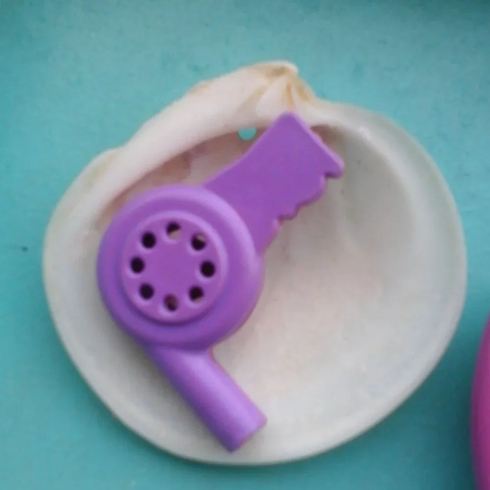Barbie doll purple bath accessories mirror brush blow dryer 80s